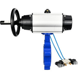 Затвор дисковый поворотный WBV1616E-2W-Fb-H Ду125 Ру16 LUG корпус - чугун QT450, диск - чугун QT450, уплотнение - EPDM, с пневмоприводом PA-DA-105-1 и пневмораспределителем 4V320-10 AC220V