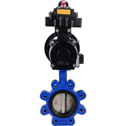 Затвор дисковый поворотный WBV1616E-2W-Fb-H Ду125 Ру16 LUG корпус - чугун QT450, диск - чугун QT450, уплотнение - EPDM, с пневмоприводом PA-DA-105-1, пневмораспределителем 4M310-08 AC220V и БКВ APL-410N EX