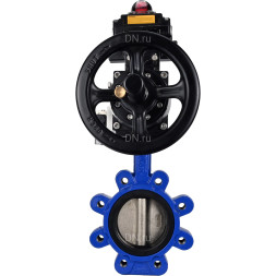 Затвор дисковый поворотный WBV1616E-2W-Fb-H Ду125 Ру16 LUG корпус - чугун QT450, диск - чугун QT450, уплотнение - EPDM, с пневмоприводом PA-DA-105-1, пневмораспределителем 4M310-08 AC220V и БКВ APL-410N EX