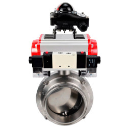 Затвор дисковый поворотный кламповый WBV3131E-2W-C-H Ду20 Ру10 корпус - пищевая нержавеющая сталь 304, уплотнение - EPDM, с пневмоприводом PA-SA-065, пневмораспределителем 4M320-10 AC220V, БКВ APL-210N