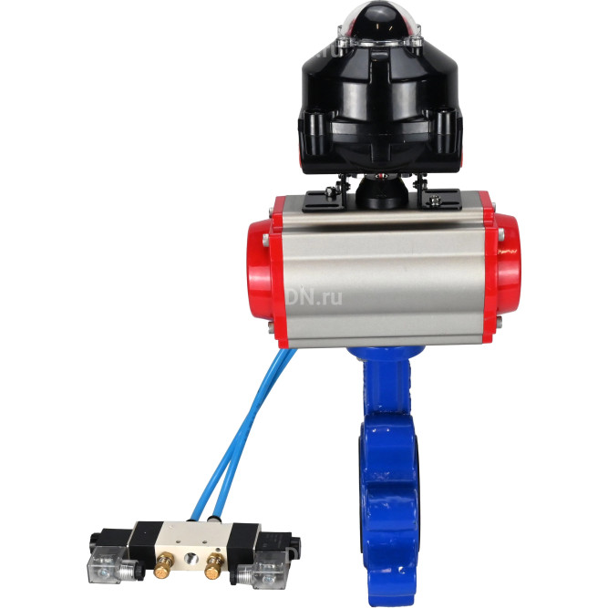 Затвор дисковый поворотный WBV1616E-2W-Fb-H Ду125 Ру16 LUG корпус - чугун QT450, диск - чугун QT450, уплотнение - EPDM, с пневмоприводом PA-DA-105, пневмораспределителем 4V320-10 AC220V и БКВ APL-510N EX в Сургуте