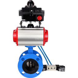 Затвор дисковый поворотный WBV1313E-2W-F-H Ду200 Ру16 фланцевый, корпус - чугун GGG40, диск - чугун GGG40, уплотнение - EPDM, с пневмоприводом PA-DA-140, пневмораспределителем 4V320-08 AC220V и БКВ APL-410N EX