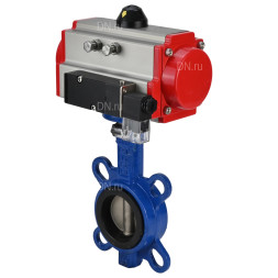 Затвор дисковый поворотный WBV1432E-2W-Fb-H Ду125 Ру16, корпус - чугун GGG50, диск - нержавеющая сталь 316L, уплотнение - EPDM, с пневмоприводом PA-DA-083 двойного действия, пневмораспределителем 4M310-08 AC220V