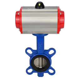 Затвор дисковый поворотный WBV1432E-2W-Fb-H Ду125 Ру16, корпус - чугун GGG50, диск - нержавеющая сталь 316L, уплотнение - EPDM, с пневмоприводом PA-DA-083 двойного действия, пневмораспределителем 4M310-08 AC220V