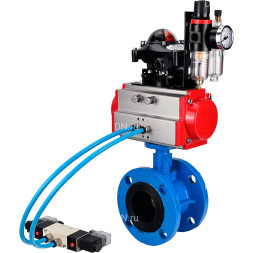 Затвор дисковый поворотный WBV1313E-2W-F-H Ду150 Ру16, корпус - чугун GGG40, диск - чугун GGG40, уплотнение - EPDM, с пневмоприводом PA-DA-130, пневмораспределителем 4M320-08 AC220V, БКВ APL-210N и БПВ AFC2000