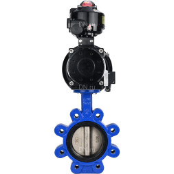 Затвор дисковый поворотный WBV1616N-2W-Fb-H Ду125 Ру16 LUG корпус - чугун QT450, диск - чугун QT450, уплотнение - NBR, с пневмоприводом PA-DA-105-1, пневмораспределителем 4M310-08 AC220V и БКВ APL-510N EX