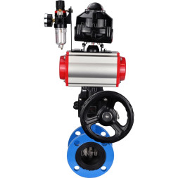 Затвор дисковый поворотный WBV1313E-2W-F-H Ду125 Ру16 фланцевый, корпус - чугун GGG40, диск - чугун GGG40, EPDM, с пневмоприводом PA-DA-130, пневмораспределителем 4M310-08 DC24V, БКВ APL-510N EX, ручным дублером MON1-250-T26-ISO и БПВ AFC2000