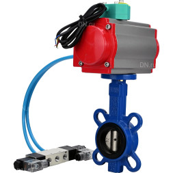 Затвор дисковый поворотный WBV1413E-2W-Fb-H Ду50 Ру16, корпус - чугун GGG50, диск - чугун GGG40, уплотнение - EPDM, с пневмоприводом PA-SA-083, пневмораспределителем 4V320-10 AC220V и магнитным переключателем ALS200D