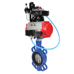 Затвор дисковый поворотный WBV1132N-2W-Fb-H Ду125 Ру16, корпус - чугун GG25, диск - нержавеющая сталь 316L, уплотнение - NBR, с пневмоприводом PA-SA-140, пневмораспределителем 4M310-08 DC24V, БКВ APL-210N, БПВ AFC2000