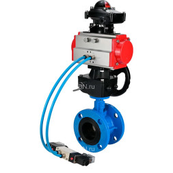 Затвор дисковый поворотный WBV1313E-2W-F-H Ду150 Ру16, корпус - чугун GGG40, диск - чугун GGG40, уплотнение - EPDM, с пневмоприводом PA-DA-130, пневмораспределителем 4M320-08 AC220V, ручным дублером MON1-250-T26-ISO и БКВ APL-210N
