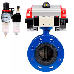 Затвор дисковый поворотный WBV1331E-2W-F-H Ду200 Ру16, корпус - чугун GGG40, диск - нержавеющая сталь 304, уплотнение - EPDM, с пневмоприводом PA-SA-210, пневмораспределителем 4M320-08 AC220V и БПВ AFC2000