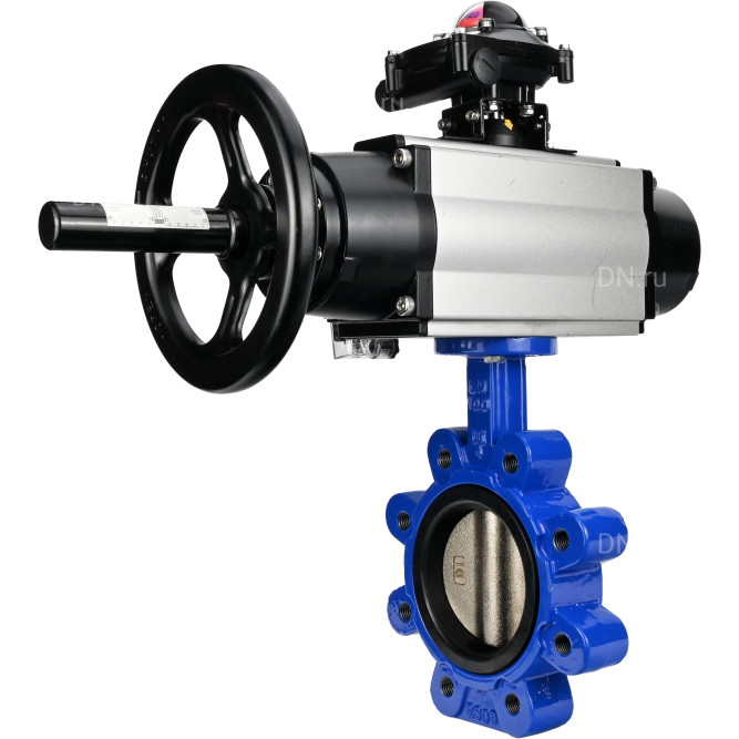 Затвор дисковый поворотный WBV1616E-2W-Fb-H Ду150 Ру16 LUG корпус - чугун QT450, диск - чугун QT450, уплотнение - EPDM, с пневмоприводом PA-DA-105-1, пневмораспределителем 4M310-08 AC220V и БКВ APL-210N в Сургуте