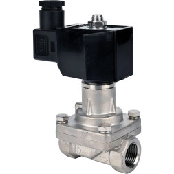 Клапан электромагнитный VS731-PT-NC-24VDC 1/2″ Ду15 Ру6 соленоидный двухходовой, корпус - нержавеющая сталь 304, уплотнение - PTFE, внутренняя резьба, прямого действия, нормально закрытый, с нулевым перепадом давления, катушка - 24В