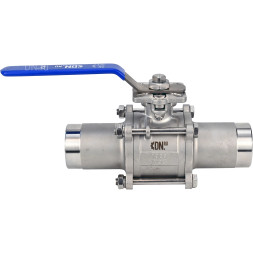 Кран шаровой BV3131P(3pc)-FP-W-ISO-H LONG Ду150 Ру16 полнопроходной, трехсоставной, корпус - нержавеющая сталь 304, уплотнение - PTFE, под приварку, с рукояткой