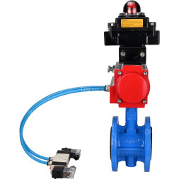 Затвор дисковый поворотный WBV1313E-2W-F-H Ду50 Ру16 фланцевый, корпус - чугун GGG40, диск - чугун GGG40, уплотнение - EPDM, с пневмоприводом PA-DA-105, пневмораспределителем 4V320-10 AC220V и БКВ APL-410N EX