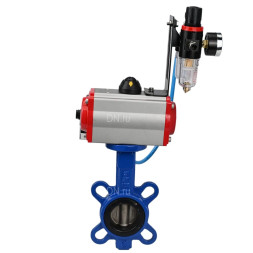 Затвор дисковый поворотный WBV1432E-2W-Fb-H Ду40 Ру16, корпус - чугун GGG50, диск - нержавеющая сталь 316L, уплотнение - EPDM, с пневмоприводом PA-SA-083 с возвратными пружинами, пневмораспределителем 4M310-08 DC24V, БПВ AFC2000