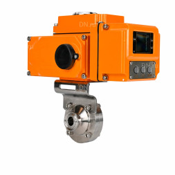Затвор дисковый поворотный WBV3131E-2W-C-H Ду32 Ру10 кламповый, корпус - пищевая нержавеющая сталь 304, уплотнение - EPDM, с электроприводом QT-N-005EM-A1-220VAC-У1 c датчиком обратной связи и входным управляющим сигналом 4-20мА HARK