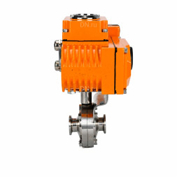 Затвор дисковый поворотный WBV3131E-2W-C-H Ду32 Ру10 кламповый, корпус - пищевая нержавеющая сталь 304, уплотнение - EPDM, с электроприводом QT-N-005EM-A1-220VAC-У1 c датчиком обратной связи и входным управляющим сигналом 4-20мА HARK
