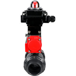 Кран шаровой BV4242E-FP-GRM-ISO Дн32 Ру10 полнопроходной, корпус - НПВХ, шар - НПВХ, уплотнение - EPDM, с пневмоприводом PA-DA-052 и БКВ APL-410N EX