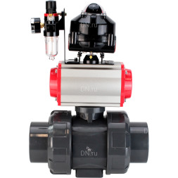 Кран шаровой BV4242E-FP-GRM-ISO Дн100 Ру10 полнопроходной, корпус - НПВХ, шар - НПВХ, уплотнение - EPDM, с пневмоприводом PA-DA-065, пневмораспределителем 4M310-08 DC24V, БКВ APL-510N EX и БПВ AFC2000