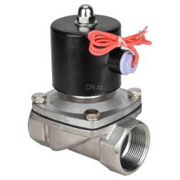 Клапан электромагнитный VS131-NT-NC-24VDC 1 1/4″ Ду32 Ру10, соленоидный двухходовой, корпус - нержавеющая сталь 304, уплотнение - NBR, резьбовой, нормально-закрытый, прямого действия, катушка - 24В