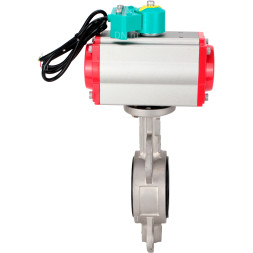 Затвор дисковый поворотный WBV3131N-2W-Fb-H Ду80 Ру16 корпус - нержавеющая сталь 304, диск - нержавеющая сталь 304, уплотнение - NBR, с пневмоприводом PA-DA-083 и магнитным переключателем ALS200D