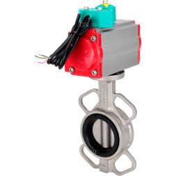 Затвор дисковый поворотный WBV3131N-2W-Fb-H Ду80 Ру16 корпус - нержавеющая сталь 304, диск - нержавеющая сталь 304, уплотнение - NBR, с пневмоприводом PA-DA-083 и магнитным переключателем ALS200D