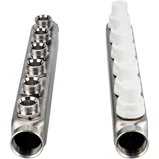 Коллекторная группа GC3-31-6 1″ Ду25 Ру10 отводов — 6, в сборе с терморегулирующими клапанами и запорно-балансировочными клапанами, без переходников, корпус - нержавеющая сталь AISI 304 в Сургуте