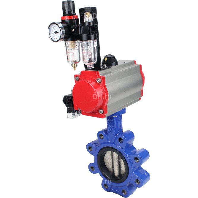 Затвор дисковый поворотный WBV1616E-2W-Fb-H Ду150 Ру16 LUG корпус - чугун QT450, диск - чугун QT450, уплотнение - EPDM, с пневмоприводом PA-SA-160, пневмораспределителем 4M310-08 AC220V и БПВ AFC2000 в Сургуте