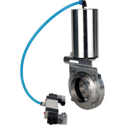 Затвор дисковый поворотный WBV3131S-2W-W-H Ду15 Ру10 под приварку, пищевая нержавеющая сталь 304, уплотнение – Silicon, с пневмоприводом PA-SA-85 и пневмораспределителем 4V320-10 AC220V
