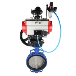 Затвор дисковый поворотный WBV1132N-2W-Fb-H Ду200 Ру16, корпус - чугун GG25, диск - нержавеющая сталь 316L, NBR, с пневмоприводом PA-DA-130, пневмораспределителем 4M310-08 AC220V, БКВ APL-210N, ручным дублером MON3-700-T38-ISO, БПВ AFC2000