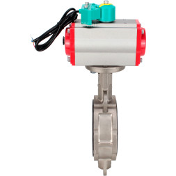 Затвор дисковый поворотный WBV3232E-2W-Fb-H Ду125 Ру16 корпус - нержавеющая сталь 316L, диск - нержавеющая сталь 316L, уплотнение - EPDM, с пневмоприводом PA-DA-105, пневмораспределителем 4M310-08 DC24V и магнитным переключателем ALS200D