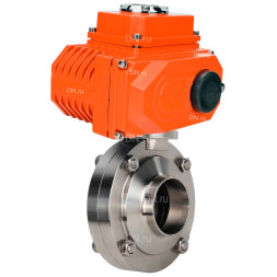 Затвор дисковый поворотный WBV3131S-2W-W-H Ду80 Ру10 под приварку, корпус - пищевая нержавеющая сталь 304, уплотнение - Silicon, с электроприводом QT-N-003EM-O1-24VDC-У1 24В HARK