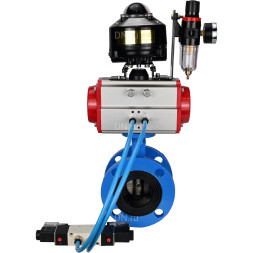 Затвор дисковый поворотный WBV1313E-2W-F-H Ду80 Ру16 фланцевый, корпус - чугун GGG40, диск - чугун GGG40, EPDM, с пневмоприводом PA-DA-105, пневмораспределителем 4V320-10 AC220V, БКВ APL-510N EX и БПВ AFC2000