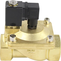 Клапан электромагнитный VS400-VT-NC-24VDC 1 1/2″ Ду40 Ру16, соленоидный двухходовой, корпус - латунь, уплотнение - Viton, резьбовой, нормально-закрытый, пилотный, катушка - 24В