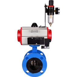 Затвор дисковый поворотный WBV1313E-2W-F-H Ду65 Ру16 фланцевый, корпус - чугун GGG40, диск - чугун GGG40, уплотнение - EPDM, с пневмоприводом PA-DA-105, пневмораспределителем 4M310-08 AC220V и БПВ AFC2000