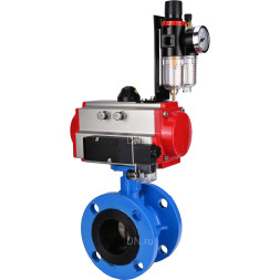 Затвор дисковый поворотный WBV1313E-2W-F-H Ду65 Ру16 фланцевый, корпус - чугун GGG40, диск - чугун GGG40, уплотнение - EPDM, с пневмоприводом PA-DA-105, пневмораспределителем 4M310-08 AC220V и БПВ AFC2000