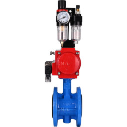 Затвор дисковый поворотный WBV1313E-2W-F-H Ду65 Ру16 фланцевый, корпус - чугун GGG40, диск - чугун GGG40, уплотнение - EPDM, с пневмоприводом PA-DA-105, пневмораспределителем 4M310-08 AC220V и БПВ AFC2000