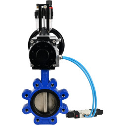 Затвор дисковый поворотный WBV1616N-2W-Fb-H Ду125 Ру16 LUG корпус - чугун QT450, диск - чугун QT450, уплотнение - NBR, с пневмоприводом PA-DA-105-1, пневмораспределителем 4V320-10 AC220V и БПВ AFC2000