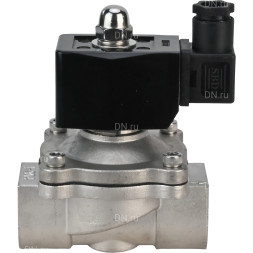 Клапан электромагнитный VS331-NT-NO-24VDC 3/8″ Ду10 Ру10, соленоидный двухходовой, корпус - нержавеющая сталь 304, уплотнение - NBR, резьбовой, нормально-открытый, прямого действия, катушка - 24В