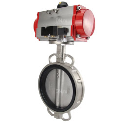 Затвор дисковый поворотный WBV3232N-2W-Fb-H Ду300 Ру16, корпус - нержавеющая сталь 316L, диск - нержавеющая сталь 316L, уплотнение - NBR, с пневмоприводом PA-DA-140 и пневмораспределителем 4M310-08 AC220V