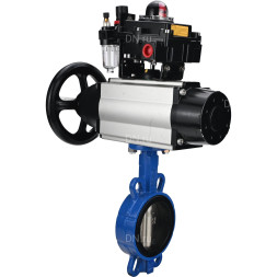 Затвор дисковый поворотный WBV1413E-2W-Fb-H Ду150 Ру16, корпус - чугун GGG50, диск - чугун GGG40, уплотнение - EPDM, с пневмоприводом PA-DA-105-1 двойного действия, пневмораспределителем 4M310-08 DC24V, БКВ APL-410N EX, БПВ AFC2000
