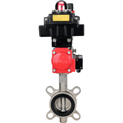 Затвор дисковый поворотный WBV3131N-2W-Fb-H Ду125 Ру16, корпус - нержавеющая сталь 304, диск - нержавеющая сталь 304, уплотнение - NBR, с пневмоприводом PA-DA-105, пневмораспределителем 4M310-08 DC24V, БКВ APL-410N EX и БПВ AFC2000