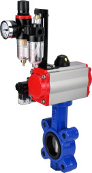 Затвор дисковый поворотный WBV1631N-2W-Fb-H Ду50 Ру16 LUG корпус - чугун QT450, диск - нержавеющая сталь 304, уплотнение - NBR, с пневмоприводом PA-SA-083, пневмораспределителем 4M310-08 DC24V и БПВ AFC2000