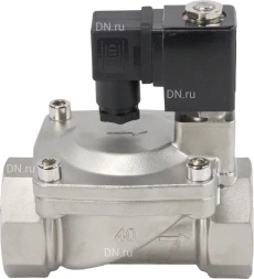 Клапан электромагнитный VS431-ET-NC-24VDC 1 1/2″ Ду40 Ру16, соленоидный двухходовой, корпус - нержавеющая сталь 304, уплотнение - EPDM, резьбовой, нормально-закрытый, пилотный, катушка - 24В