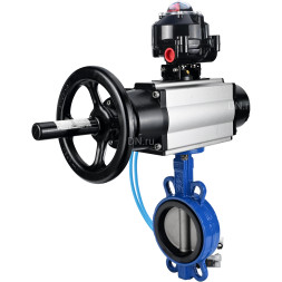 Затвор дисковый поворотный WBV1132N-2W-Fb-H Ду125 Ру16, корпус - чугун GG25, диск - нержавеющая сталь 316L, уплотнение - NBR, с пневмоприводом PA-DA-105-1 двойного действия, с пневмораспределителем 4V320-08 AC220V, с БКВ APL-510N-EX