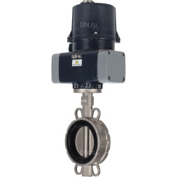 Затвор дисковый поворотный WBV3232V-2W-Fb-H Ду125 Ру16, корпус - нержавеющая сталь 316L, диск - нержавеющая сталь 316L, уплотнение - Viton, с электроприводом QTSA-N-014EM-O0-220VAC с пружинным возвратом