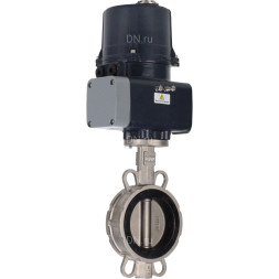 Затвор дисковый поворотный WBV3232V-2W-Fb-H Ду200 Ру16, корпус - нержавеющая сталь 316L, диск - нержавеющая сталь 316L, уплотнение - Viton, с электроприводом QTSA-N-030EM-O0-220VAC с пружинным возвратом