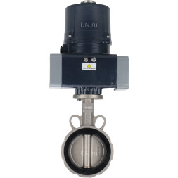 Затвор дисковый поворотный WBV3232V-2W-Fb-H Ду200 Ру16, корпус - нержавеющая сталь 316L, диск - нержавеющая сталь 316L, уплотнение - Viton, с электроприводом QTSA-N-030EM-O0-220VAC с пружинным возвратом