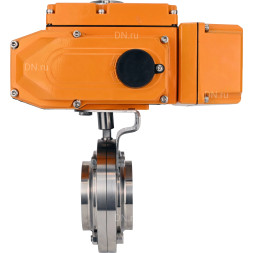 Затвор дисковый поворотный WBV3131S-2W-W-H Ду32 Ру10 под приварку, корпус - пищевая нержавеющая сталь 304, уплотнение - Silicon, с электроприводом QT-N-005EM-A1-220VAC-У1 c датчиком обратной связи и входным управляющим сигналом 4-20мА HARK